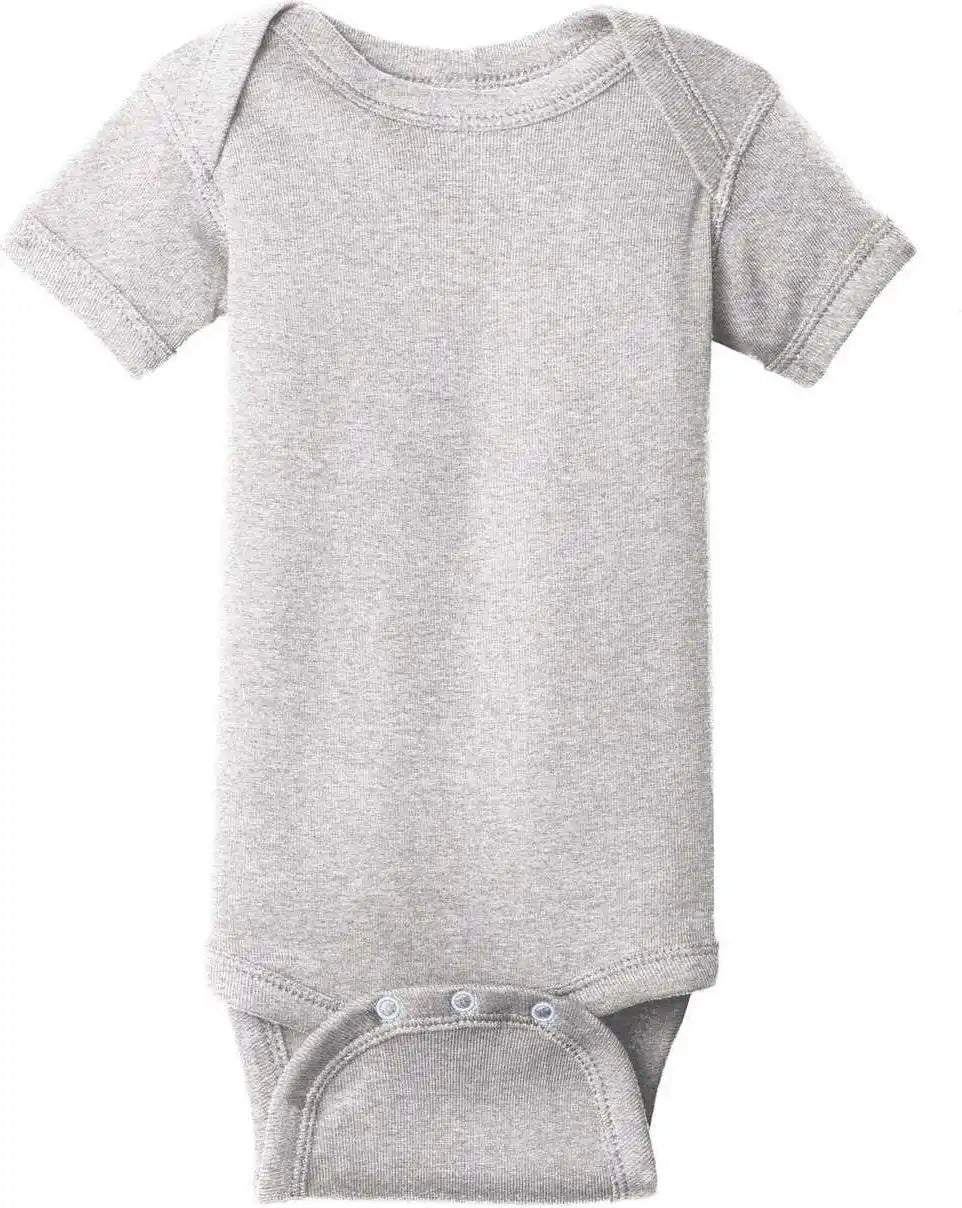 Rabbit Skins 4400 Infant Short Sleeve Baby Rib Bodysuit Heather