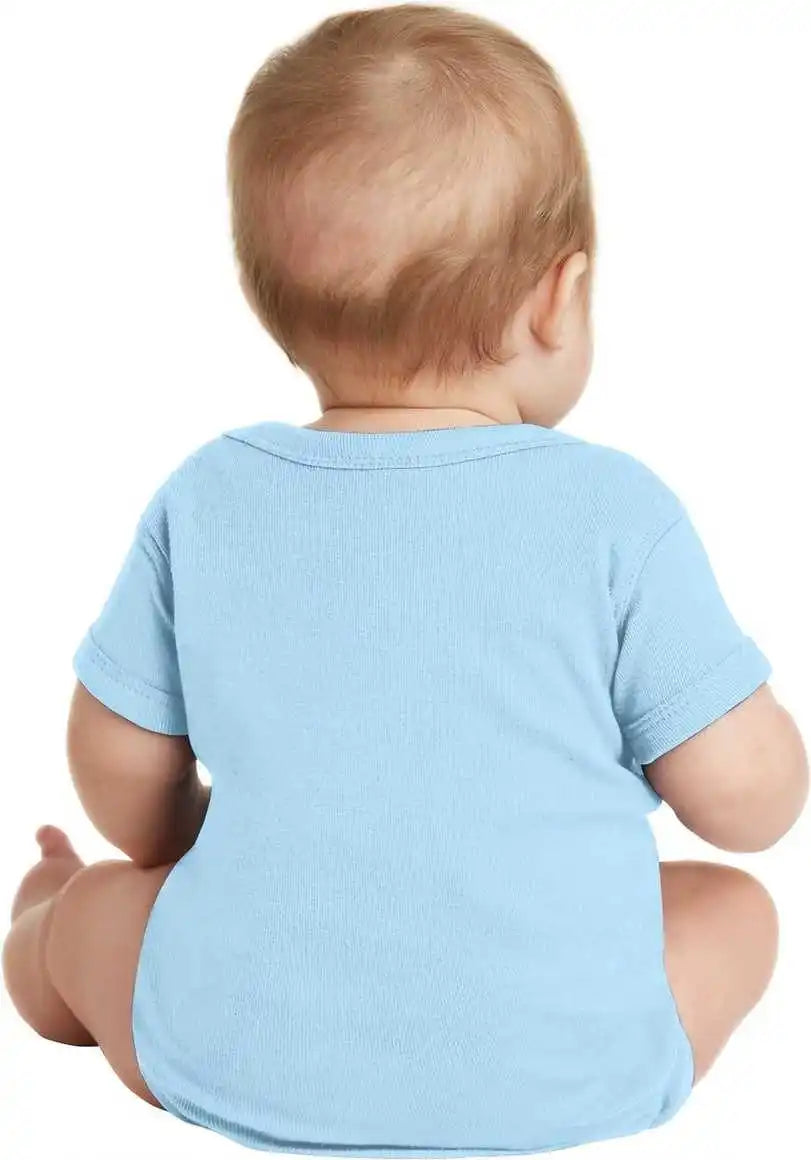 Rabbit Skins 4400 Infant Short Sleeve Baby Rib Bodysuit Light Blue
