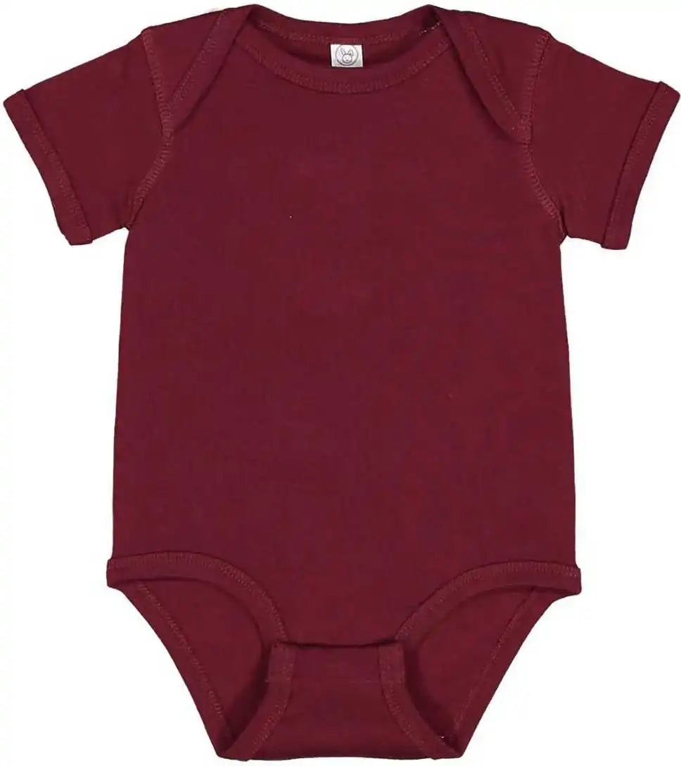 Rabbit Skins 4400 Infant Short Sleeve Baby Rib Bodysuit Maroon