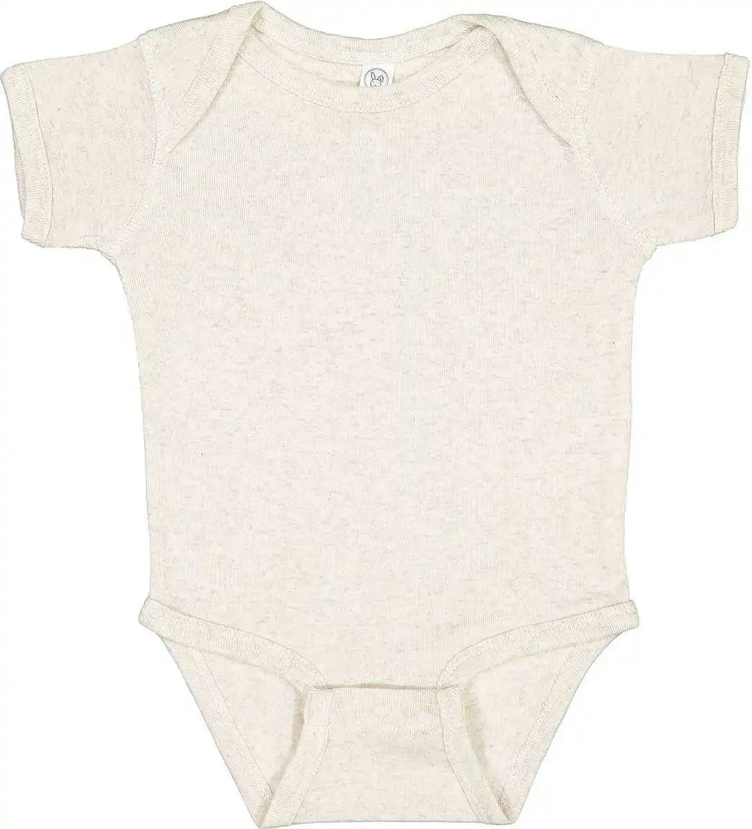 Rabbit Skins 4400 Infant Short Sleeve Baby Rib Bodysuit Natural Heather
