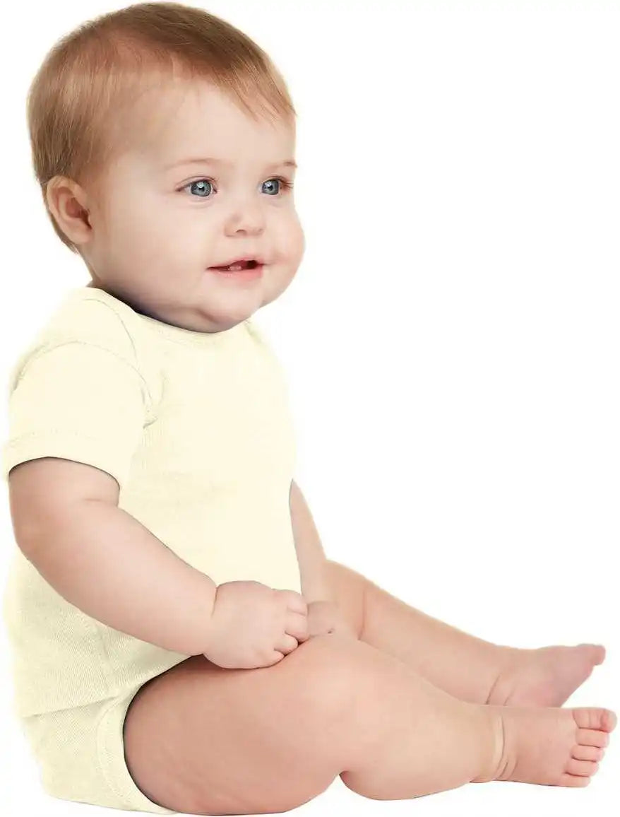 Rabbit Skins 4400 Infant Short Sleeve Baby Rib Bodysuit Natural