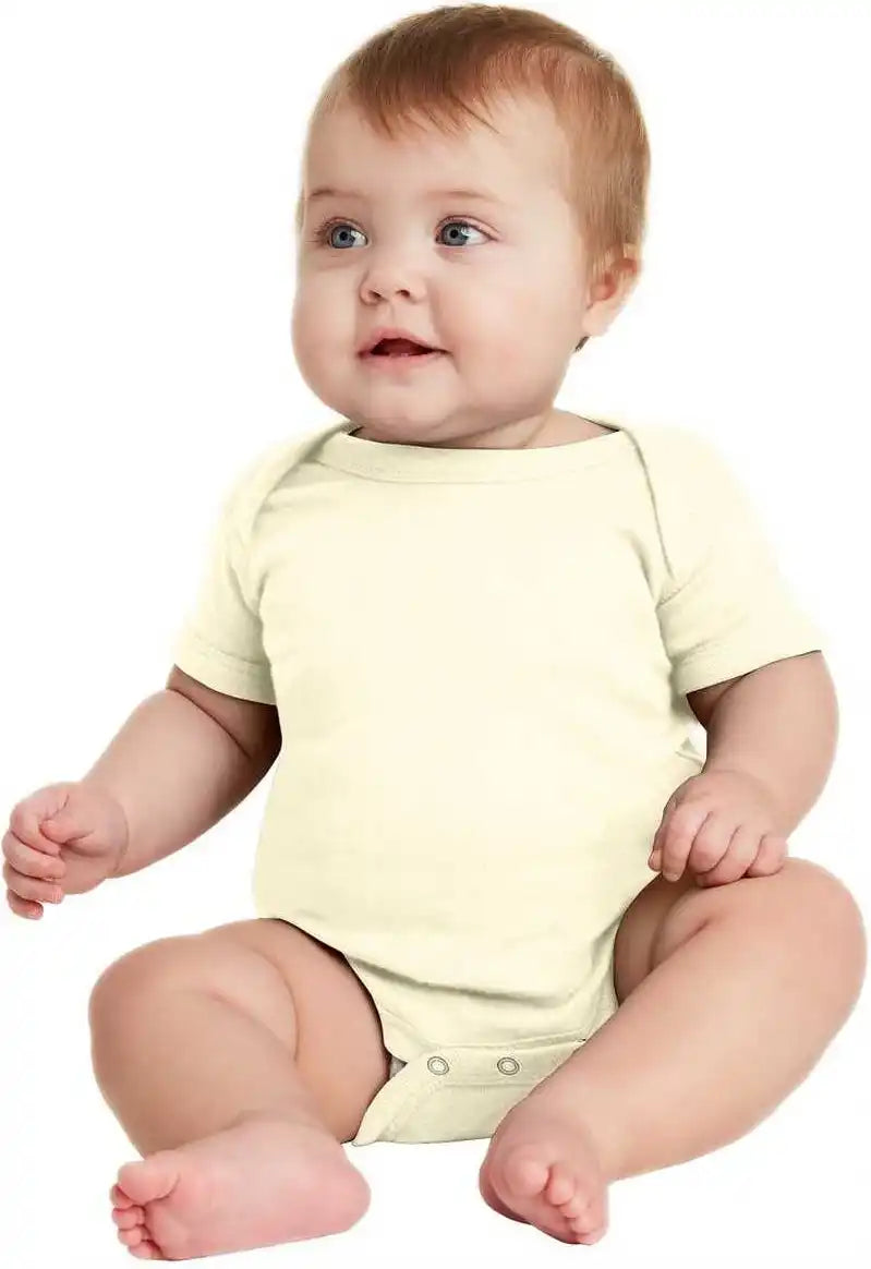 Rabbit Skins 4400 Infant Short Sleeve Baby Rib Bodysuit Natural