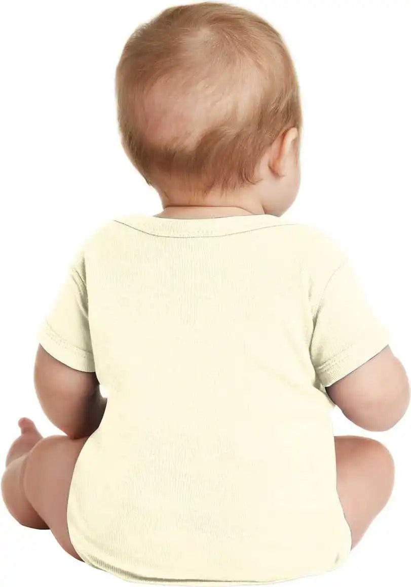 Rabbit Skins 4400 Infant Short Sleeve Baby Rib Bodysuit - Natural