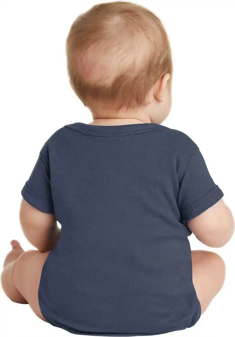 Rabbit Skins 4400 Infant Short Sleeve Baby Rib Bodysuit Navy