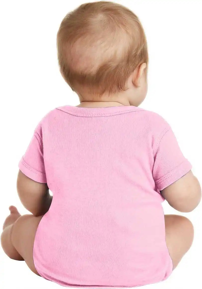 Rabbit Skins 4400 Infant Short Sleeve Baby Rib Bodysuit Pink