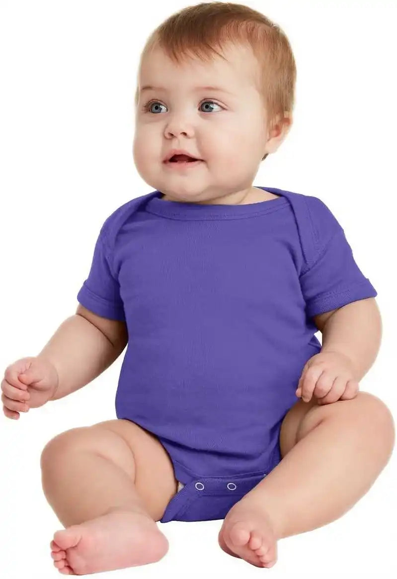 Rabbit Skins 4400 Infant Short Sleeve Baby Rib Bodysuit Purple