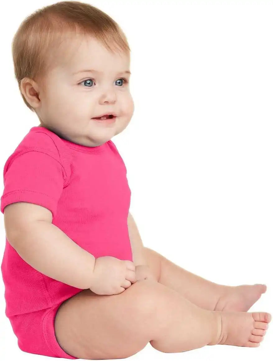 Rabbit Skins 4400 Infant Short Sleeve Baby Rib Bodysuit - Raspberry