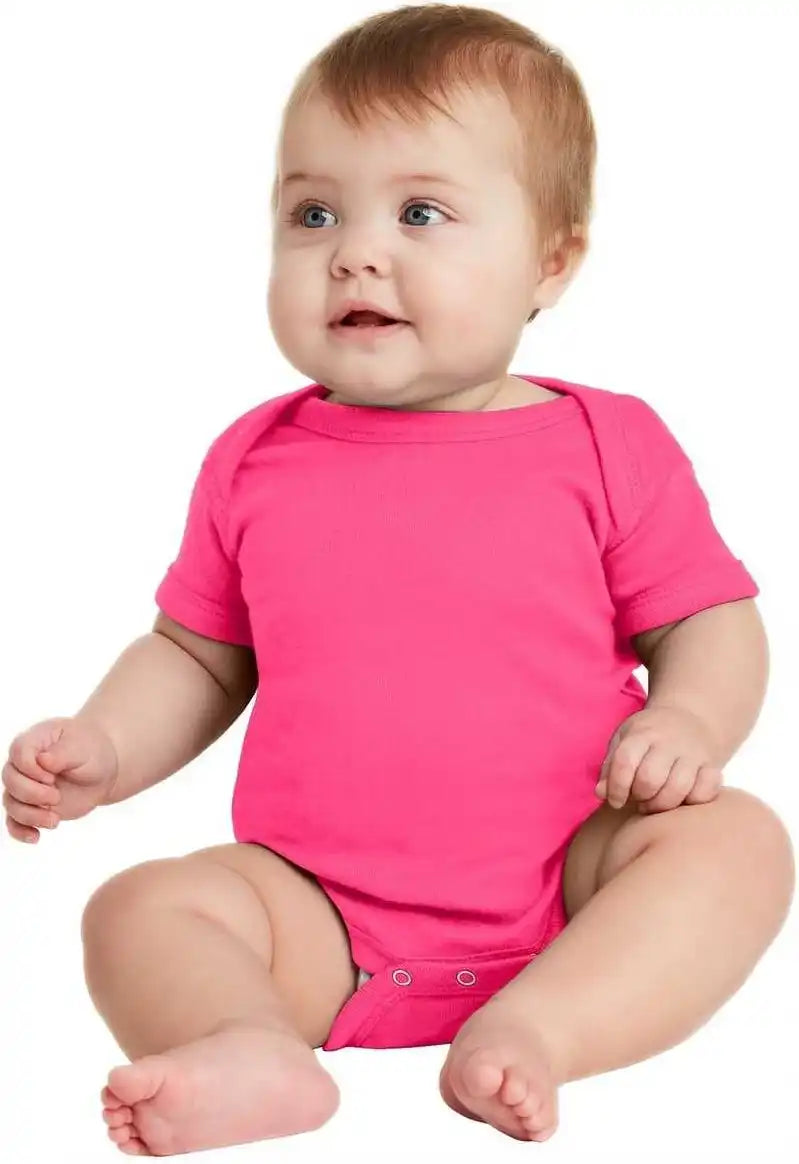 Rabbit Skins 4400 Infant Short Sleeve Baby Rib Bodysuit - Raspberry