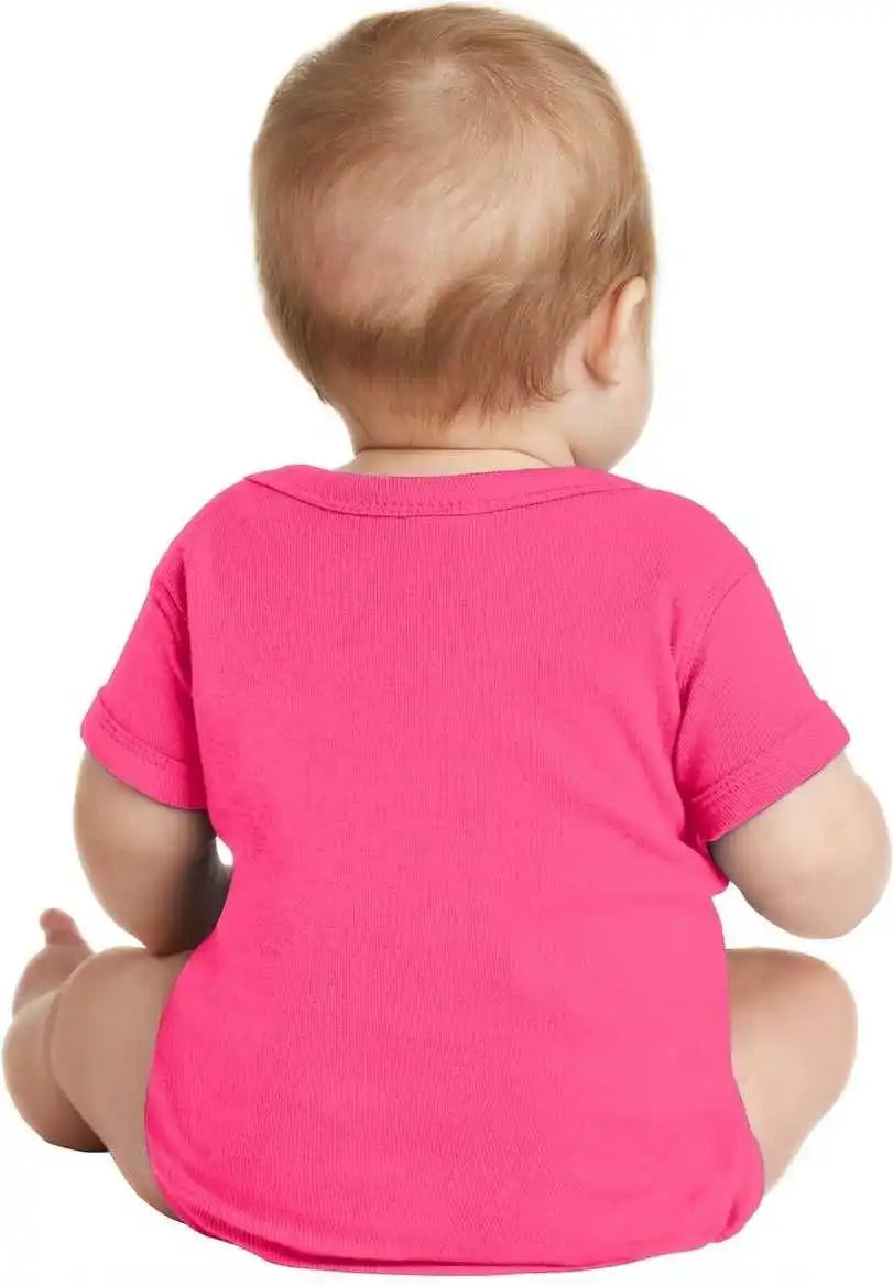 Rabbit Skins 4400 Infant Short Sleeve Baby Rib Bodysuit - Raspberry