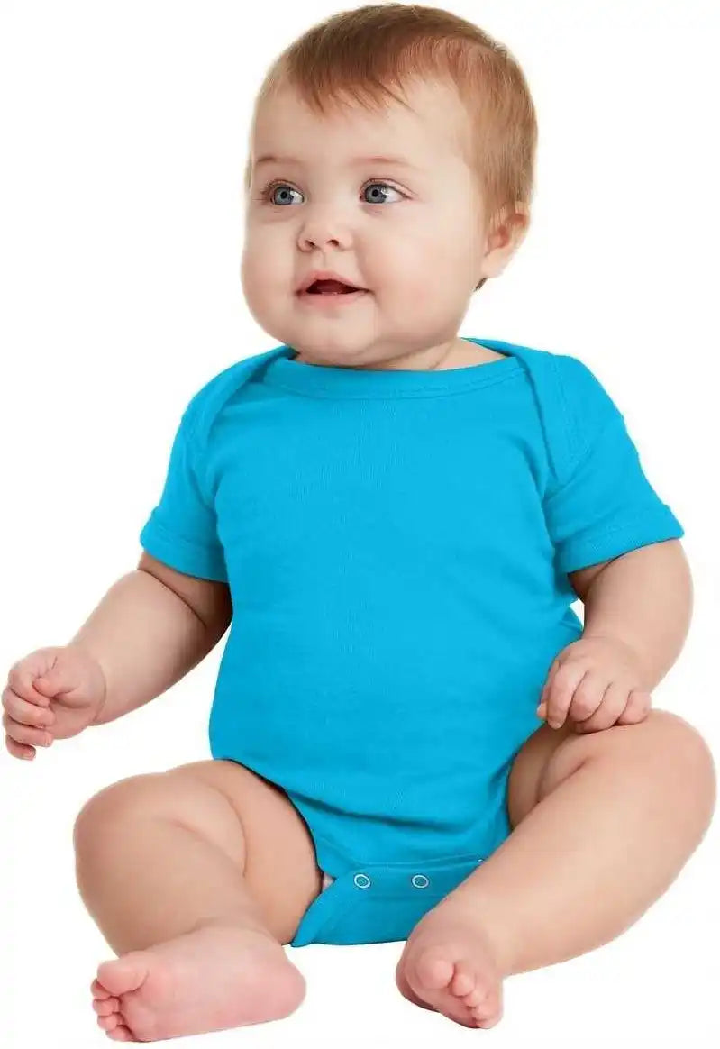 Rabbit Skins 4400 Infant Short Sleeve Baby Rib Bodysuit - Turquoise
