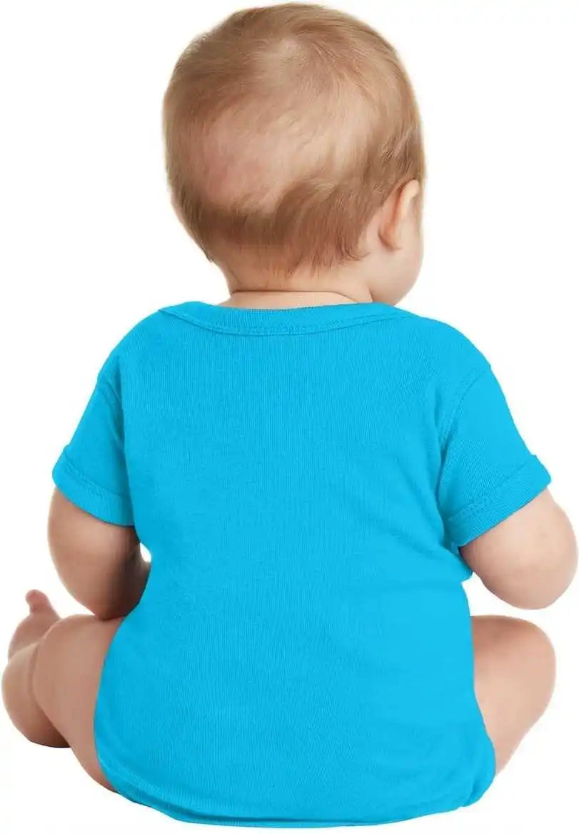 Rabbit Skins 4400 Infant Short Sleeve Baby Rib Bodysuit - Turquoise