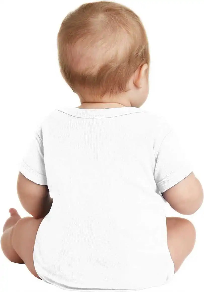 Rabbit Skins 4400 Infant Short Sleeve Baby Rib Bodysuit White