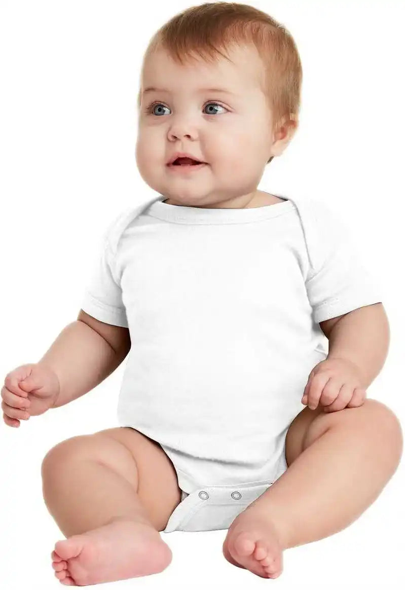 Rabbit Skins 4400 Infant Short Sleeve Baby Rib Bodysuit White