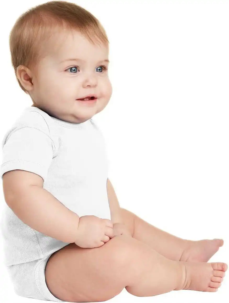 Rabbit Skins 4400 Infant Short Sleeve Baby Rib Bodysuit White