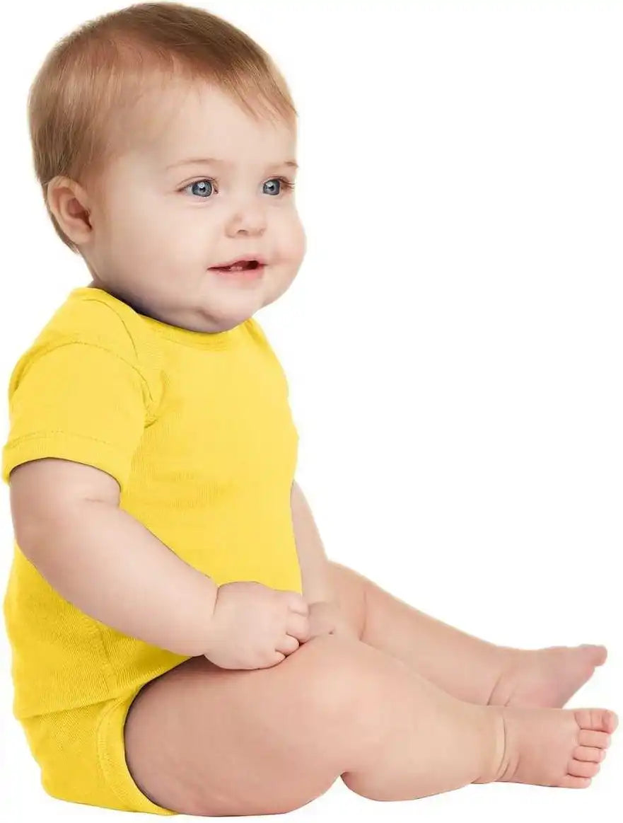 Rabbit Skins 4400 Infant Short Sleeve Baby Rib Bodysuit Yellow