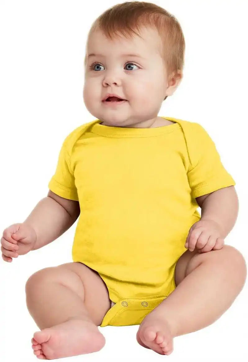 Rabbit Skins 4400 Infant Short Sleeve Baby Rib Bodysuit Yellow