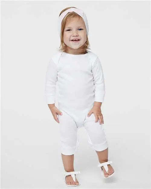 Rabbit Skins 4412 Infant Long Legged Baby Rib Bodysuit - White
