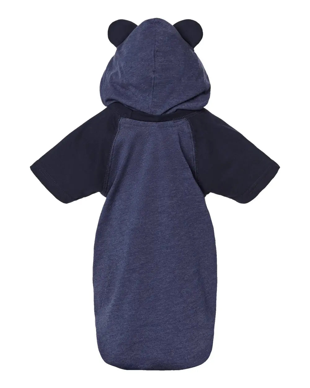 Rabbit Skins 4417 Fine Jersey Infant Short Sleeve Raglan Bodysuit with Hood & Ears - Vintage True Navy