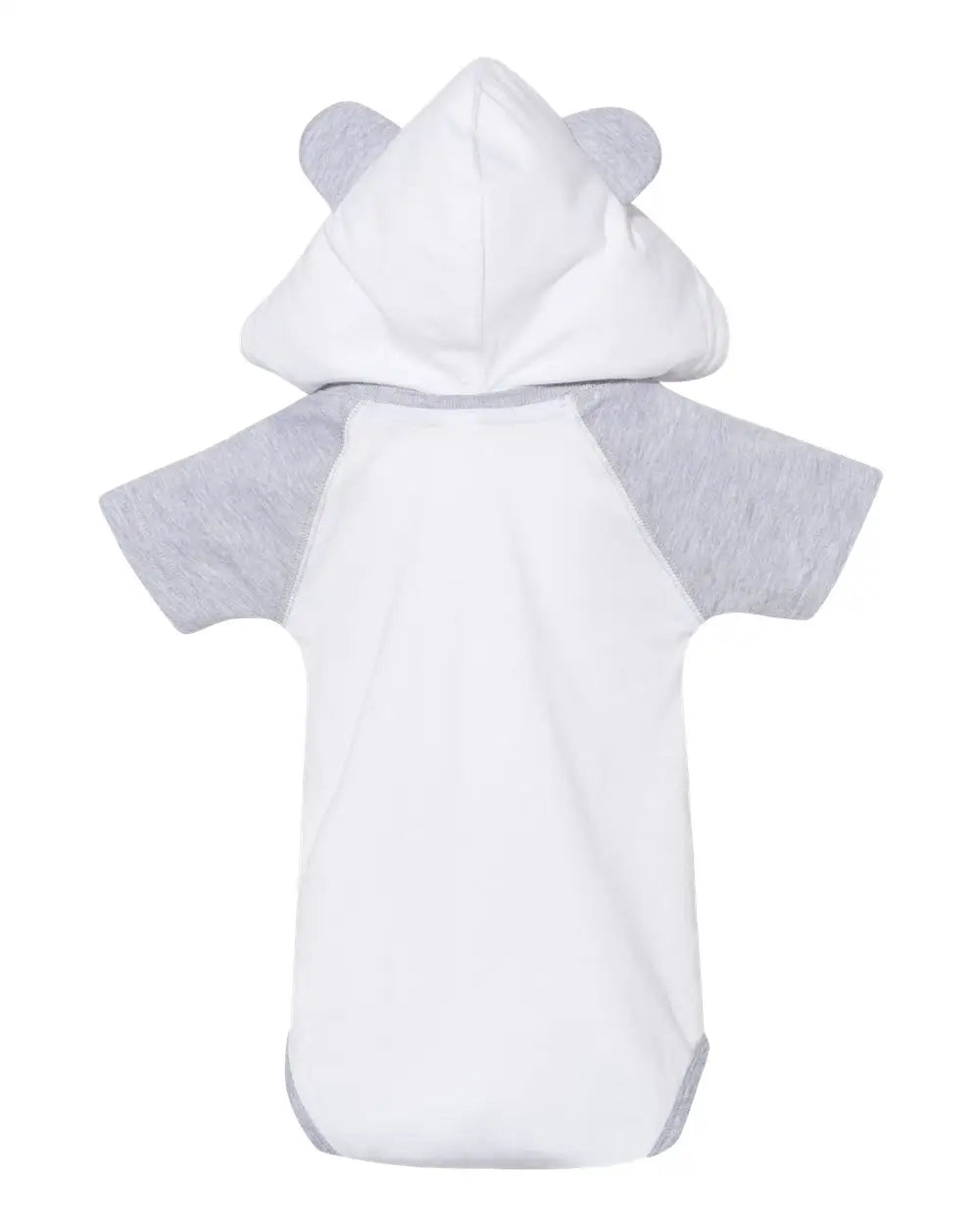 Rabbit Skins 4417 Fine Jersey Infant Short Sleeve Raglan Bodysuit with Hood & Ears - Blended White Vintage Heather