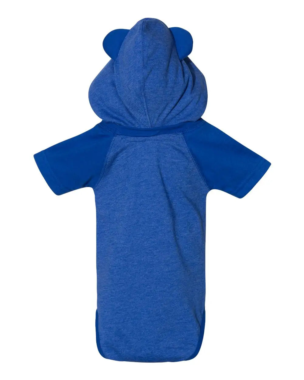 Rabbit Skins 4417 Fine Jersey Infant Short Sleeve Raglan Bodysuit with Hood & Ears - Vintage Royal