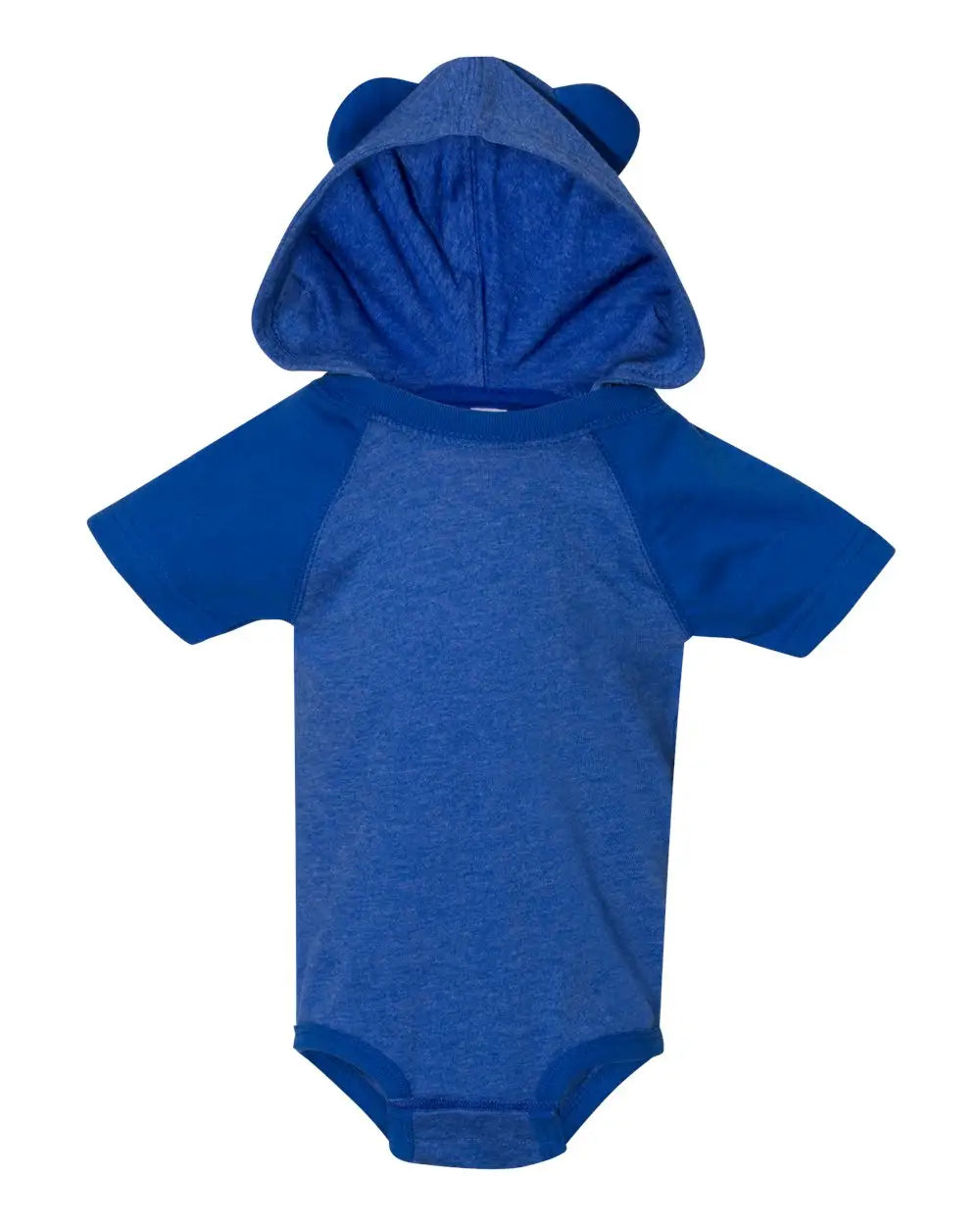 Rabbit Skins 4417 Fine Jersey Infant Short Sleeve Raglan Bodysuit with Hood & Ears - Vintage Royal - Royal/ / Nb