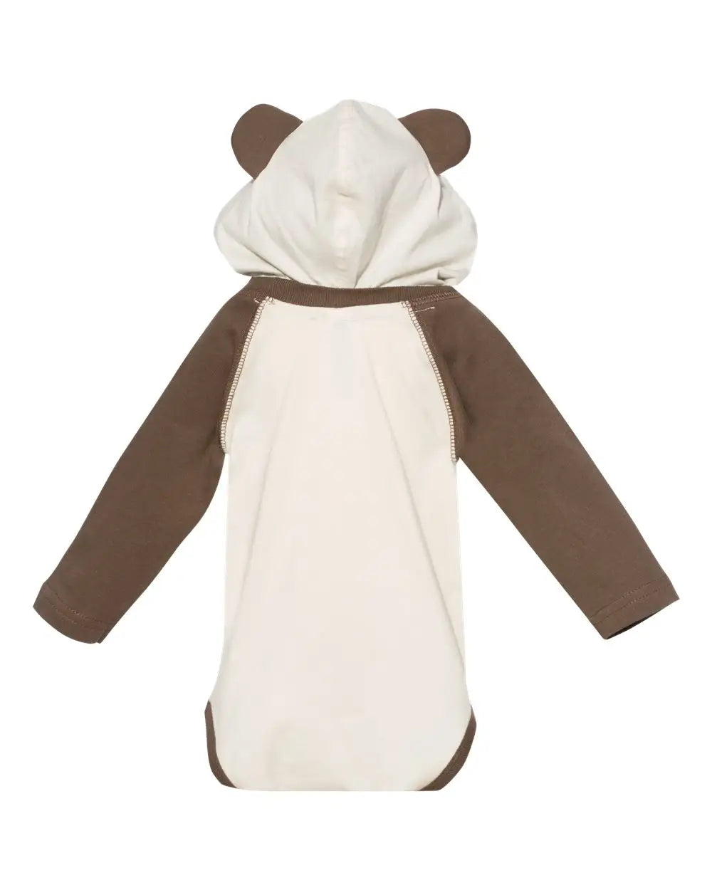 Rabbit Skins 4418 Fine Jersey Infant Character Hooded Long Sleeve Bodysuit with Ears - Natural Brown