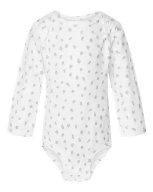 Rabbit Skins 4421 Infant Fine Jersey Long Sleeve Bodysuit - White Spot