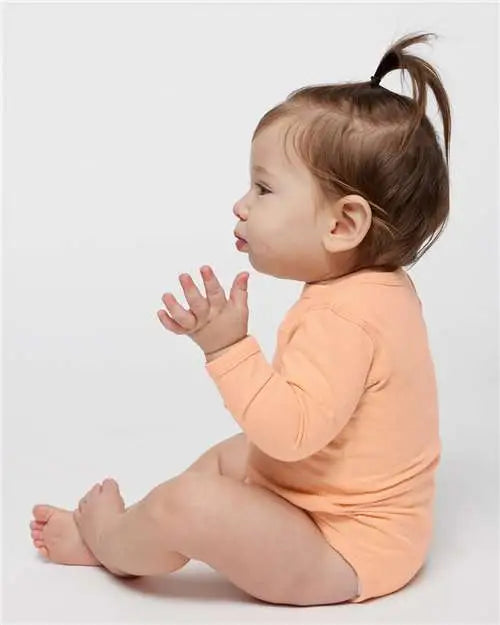 Rabbit Skins 4421l Infant Fine Jersey Long Sleeve Bodysuit - 4421 - Peachy