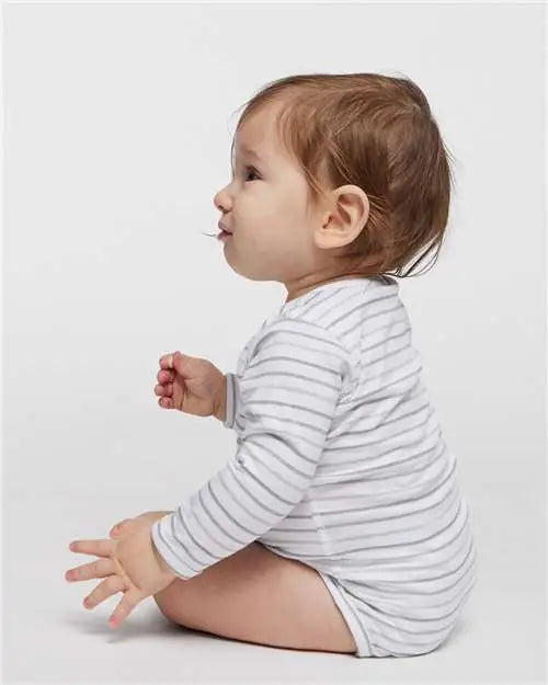 Rabbit Skins 4421l Infant Fine Jersey Long Sleeve Bodysuit - 4421 - Shadow Stripe