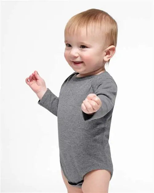 Rabbit Skins 4421l Infant Fine Jersey Long Sleeve Bodysuit - 4421 - Granite Heather