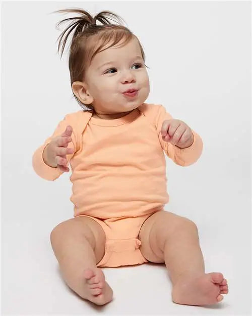 Rabbit Skins 4421l Infant Fine Jersey Long Sleeve Bodysuit - 4421 - Peachy