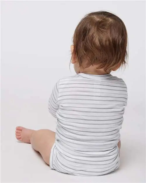 Rabbit Skins 4421l Infant Fine Jersey Long Sleeve Bodysuit - 4421 - Shadow Stripe