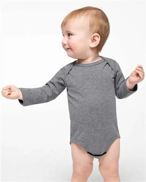 Rabbit Skins 4421l Infant Fine Jersey Long Sleeve Bodysuit - 4421 - Granite Heather
