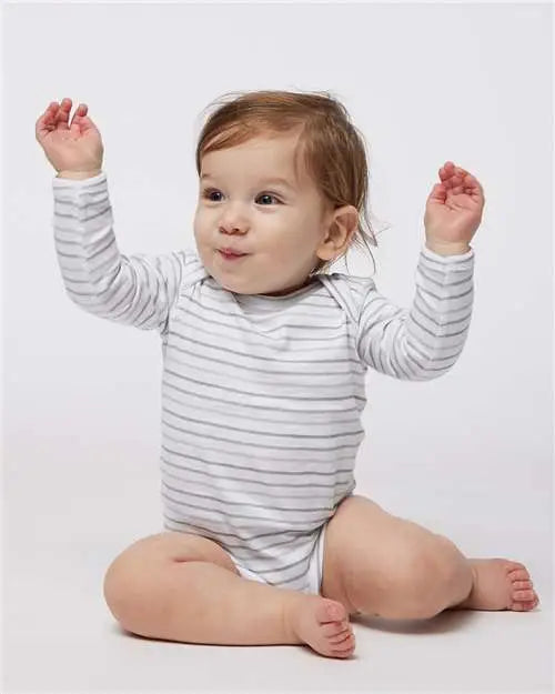 Rabbit Skins 4421l Infant Fine Jersey Long Sleeve Bodysuit - 4421 - Shadow Stripe