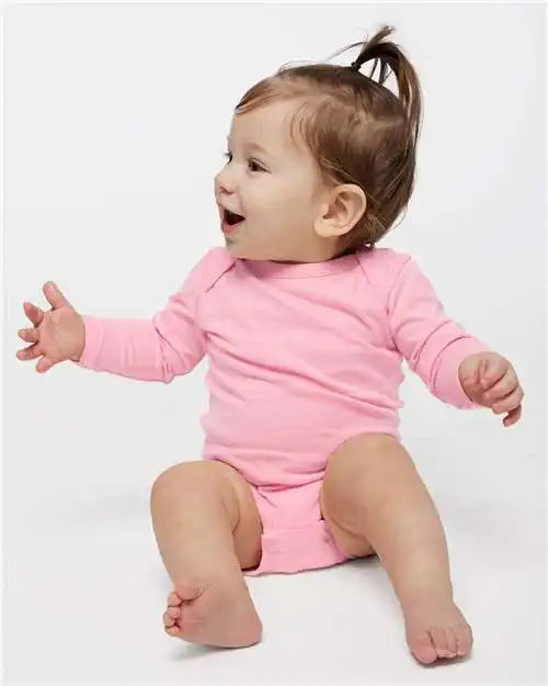 Rabbit Skins 4421l Infant Fine Jersey Long Sleeve Bodysuit - 4421 - Pink