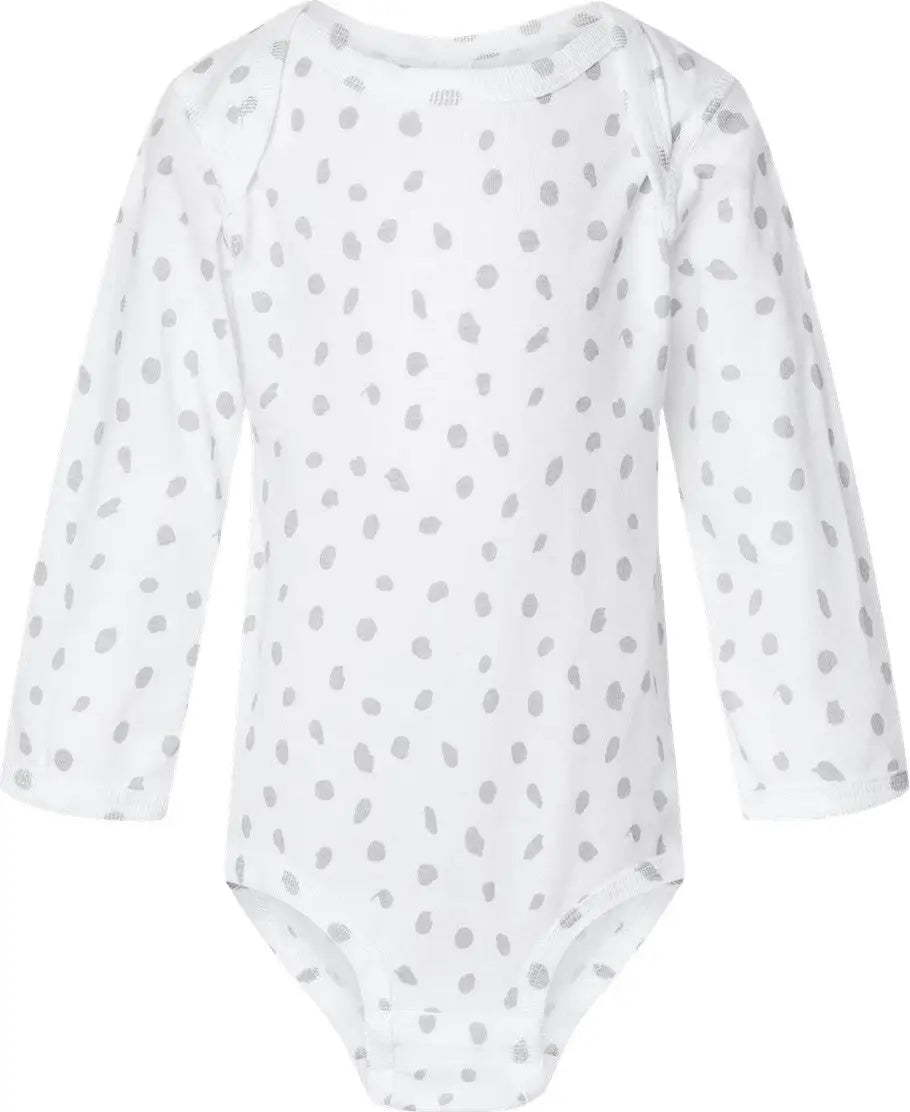 Rabbit Skins 4421l Infant Fine Jersey Long Sleeve Bodysuit - 4421 - White Spot - Nb