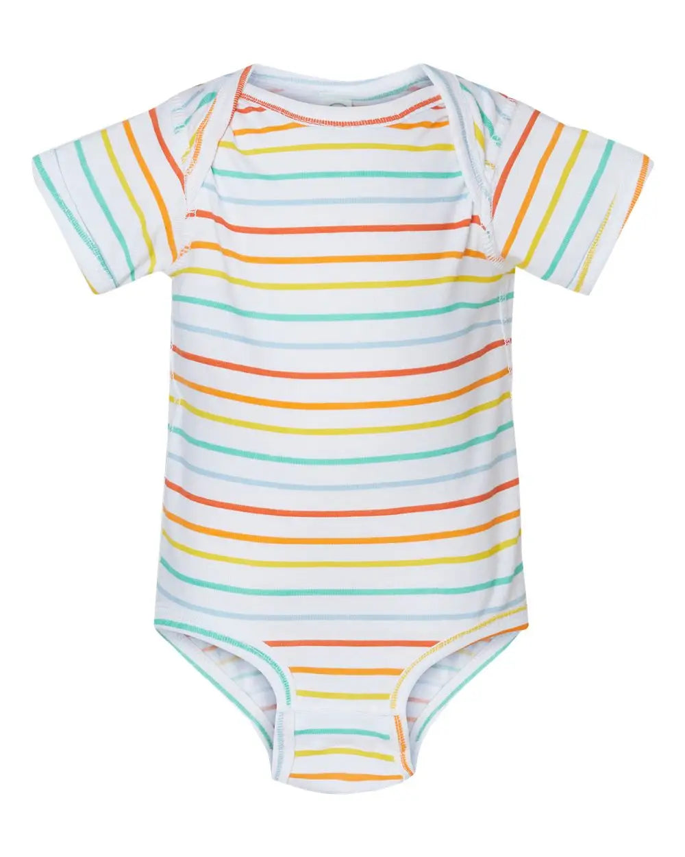 Rabbit Skins 4424 Infant Fine Jersey Bodysuit - Rainbow Stripe - Multi-colored / Nb