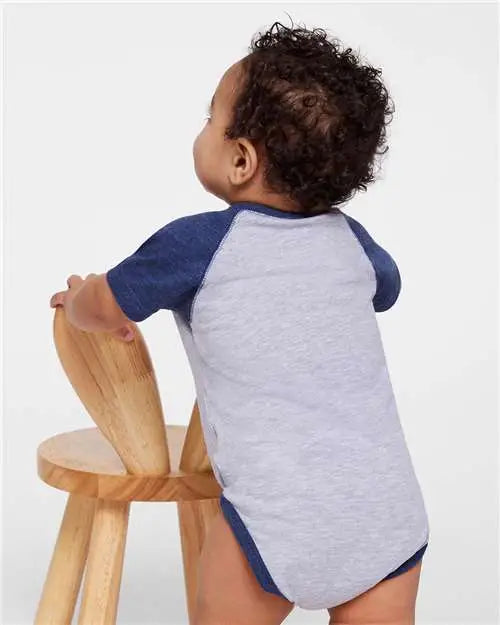 Rabbit Skins 4430 Infant Baseball Fine Jersey Bodysuit - Vintage Heather True Navy