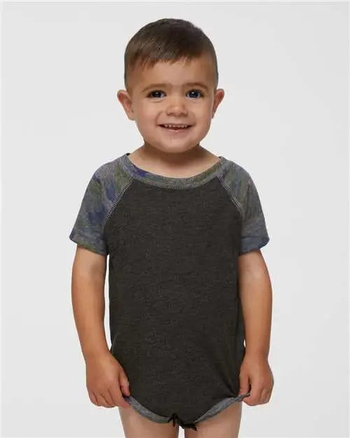 Rabbit Skins 4430 Infant Baseball Fine Jersey Bodysuit - Vintage Smoke Camo