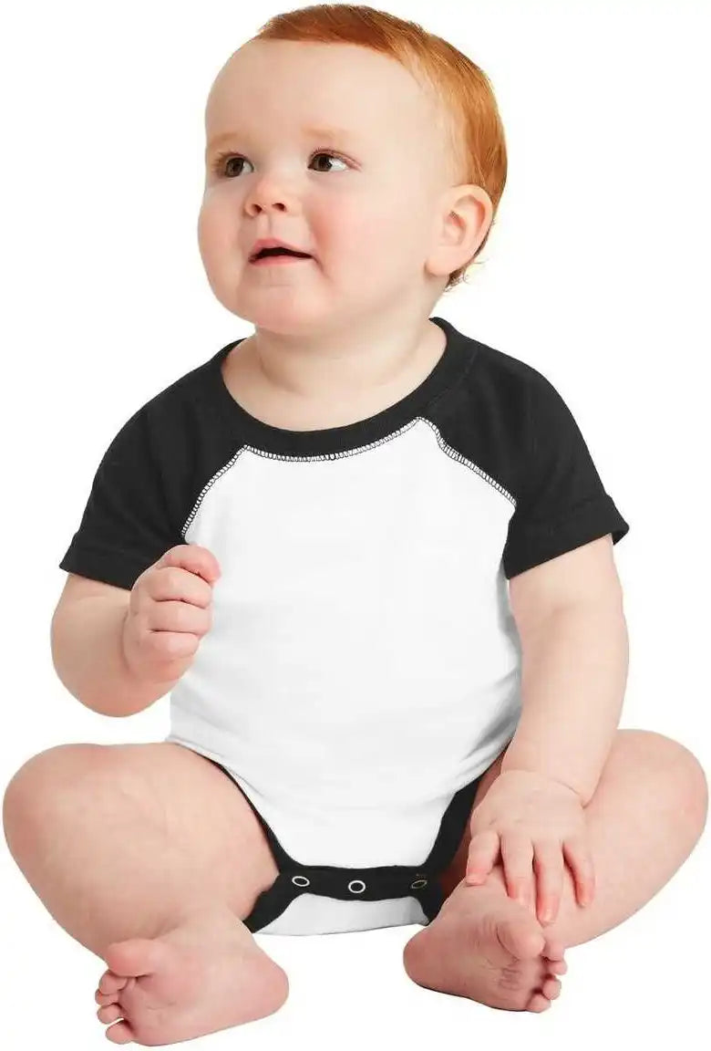 Rabbit Skins 4430 Infant Baseball Fine Jersey Bodysuit - White Black