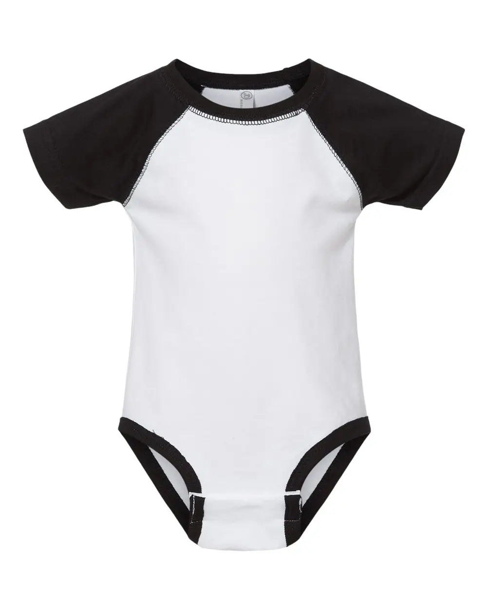 Rabbit Skins 4430 Infant Baseball Fine Jersey Bodysuit - White Solid Black - Nb