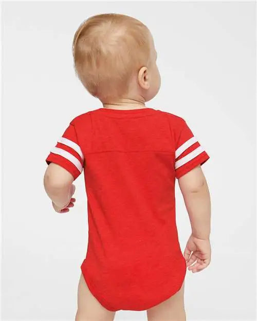 Rabbit Skins 4437 Infant Football Fine Jersey Bodysuit - Vintage Red White