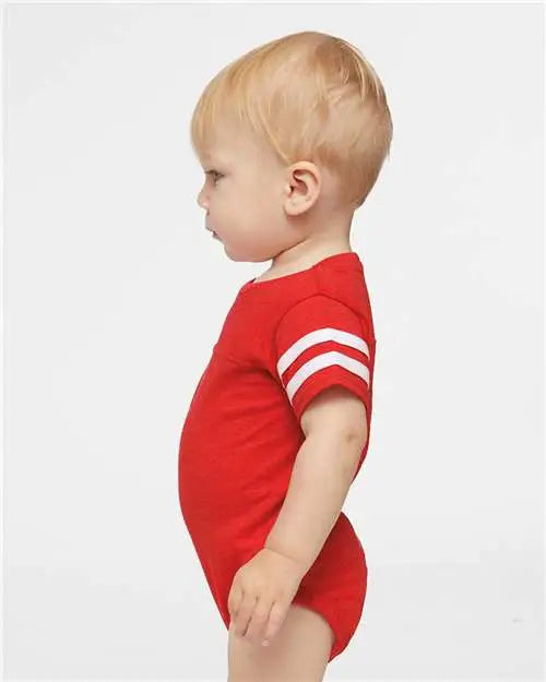 Rabbit Skins 4437 Infant Football Fine Jersey Bodysuit - Vintage Red White