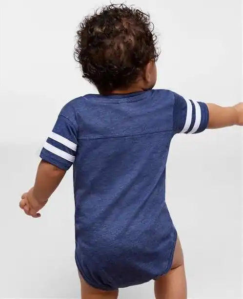 Rabbit Skins 4437 Infant Football Fine Jersey Bodysuit - Vintage True Navy Blended White