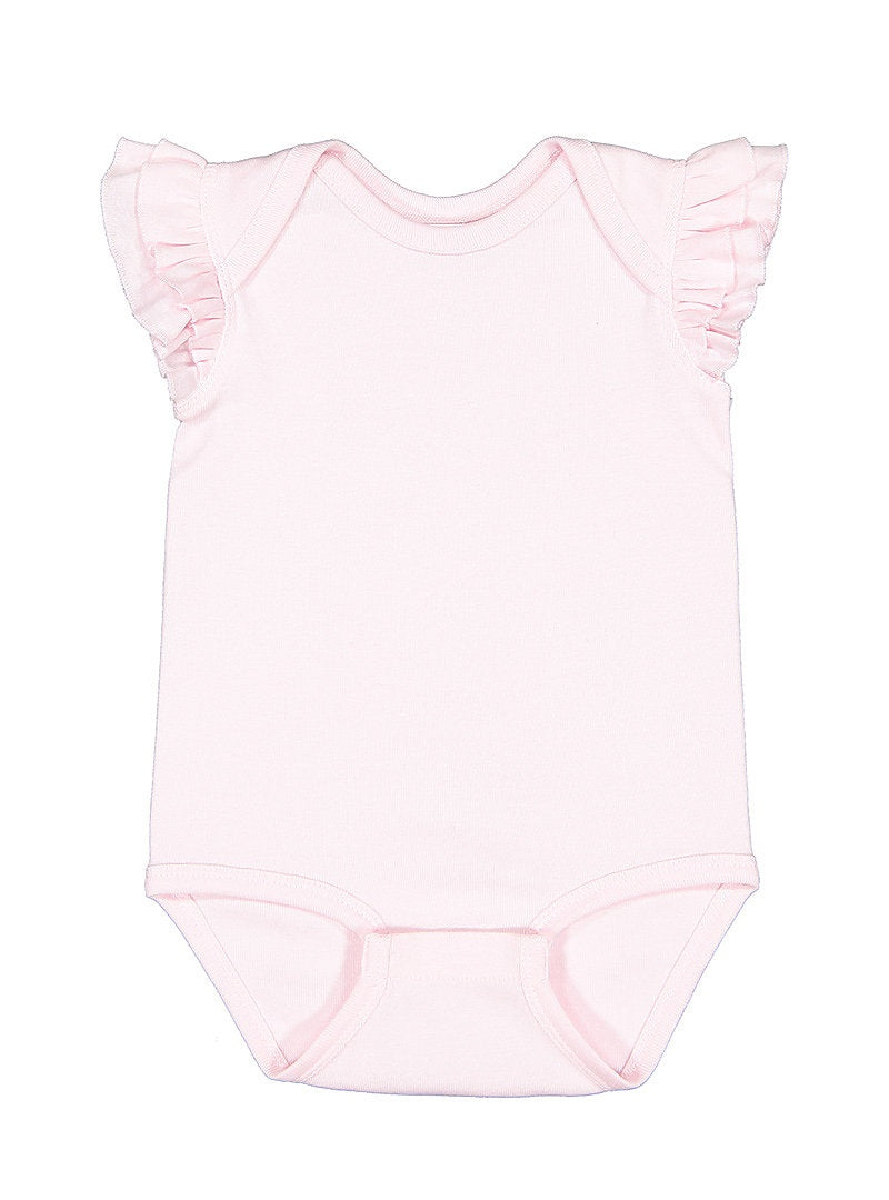 Rabbit Skins 4439 Infant Flutter Sleeve Baby Rib Bodysuit - Ballerina