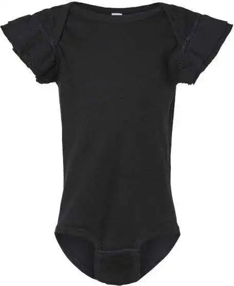 Rabbit Skins 4439 Infant Flutter Sleeve Baby Rib Bodysuit - Black