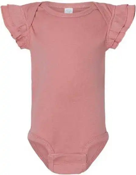 Rabbit Skins 4439 Infant Flutter Sleeve Baby Rib Bodysuit - Mauvelous