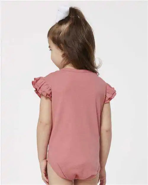 Rabbit Skins 4439 Infant Flutter Sleeve Baby Rib Bodysuit - Mauvelous