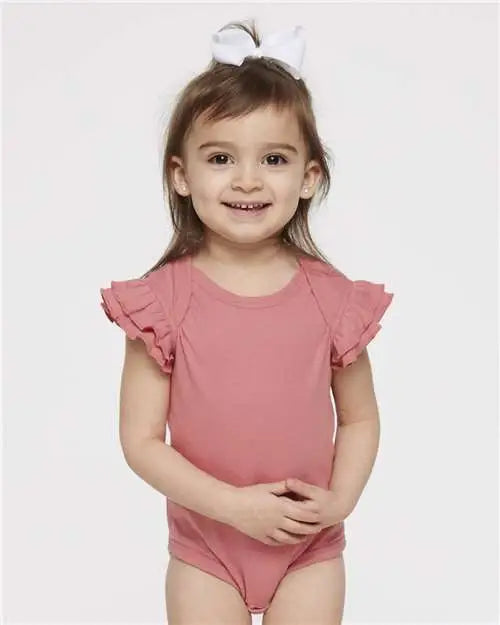Rabbit Skins 4439 Infant Flutter Sleeve Baby Rib Bodysuit - Mauvelous