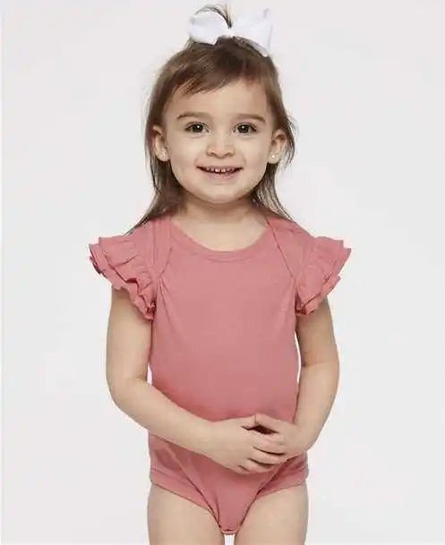 Rabbit Skins 4439 Infant Flutter Sleeve Baby Rib Bodysuit - Mauvelous
